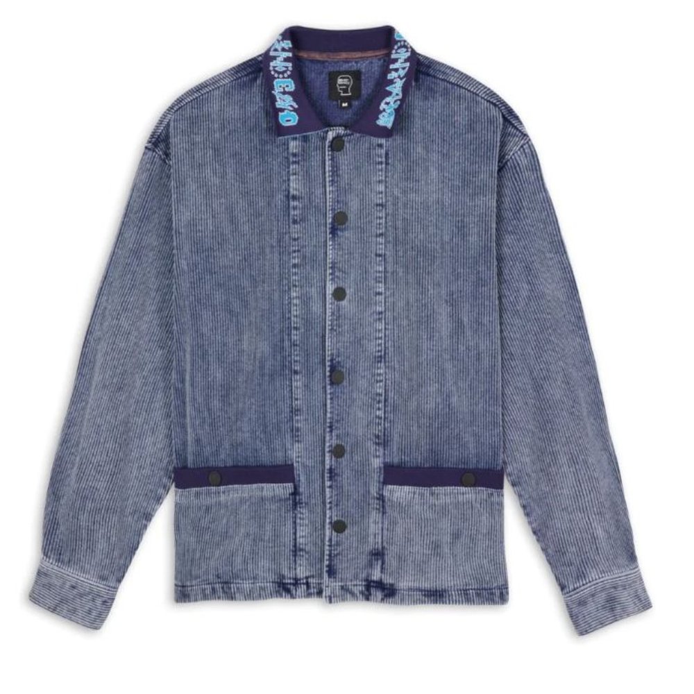 NWT! BRAIN‎ DEAD BLEACHED CORD CABANA SHIRT-NAVY/MEDIUM